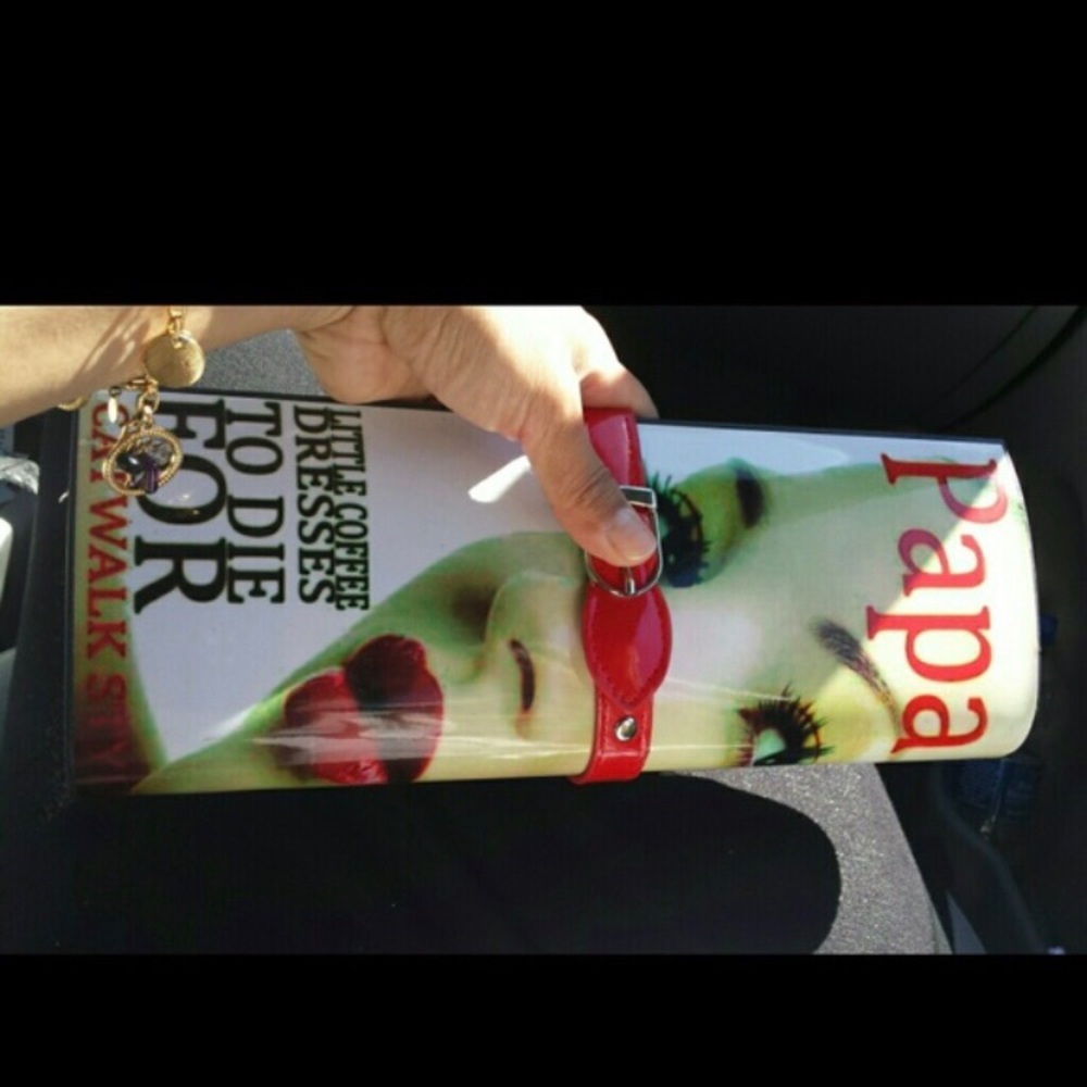Cool magazine clutch.